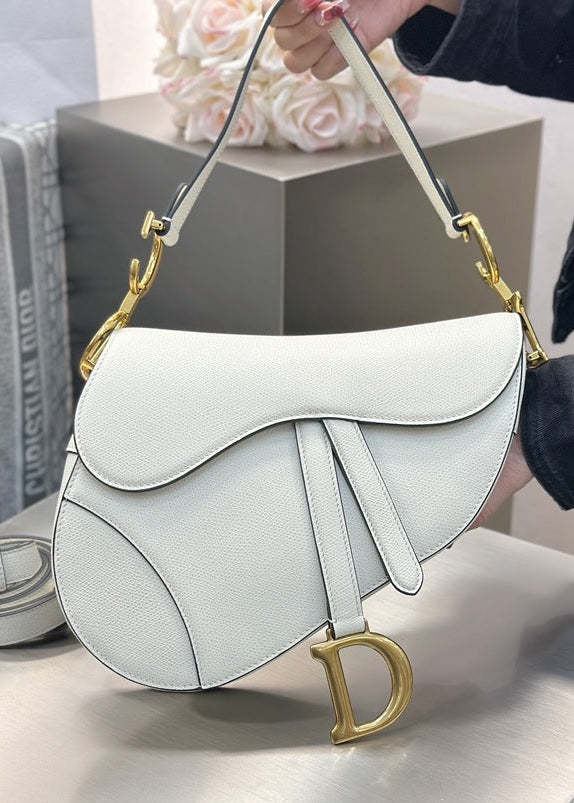 Dior Small Saddle Bag White
