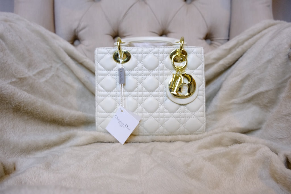Medium Lady Dior Bag - White