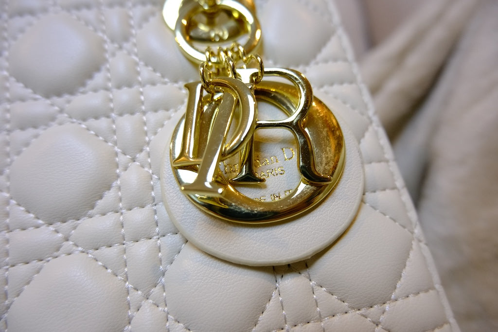 Medium Lady Dior Bag - White