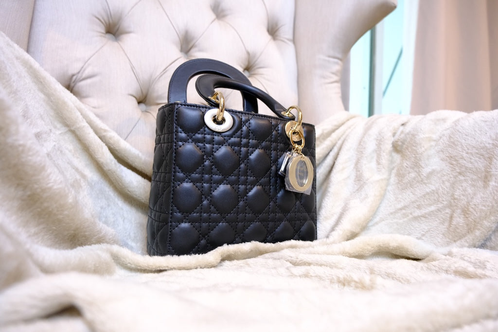 Lady Dior Bag with Strap - Black