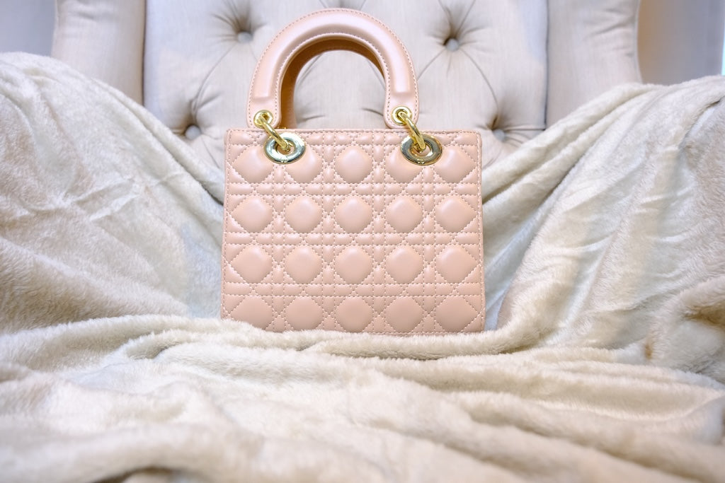 Small Lady Dior Bag with Strap - Powder Pink