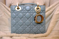 Small Lady Dior Bag with Strap - Blue