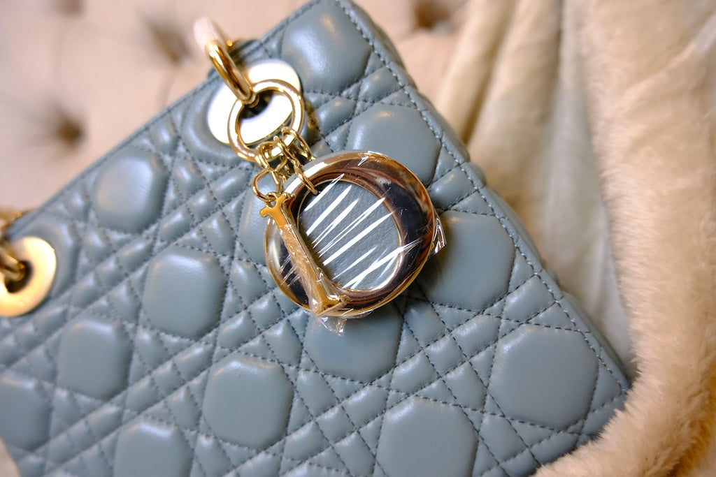 Small Lady Dior Bag with Strap - Blue