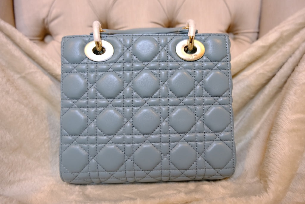 Small Lady Dior Bag with Strap - Blue