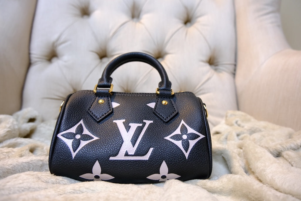 Nano Speedy – Black & Beige Monogram Empreinte
