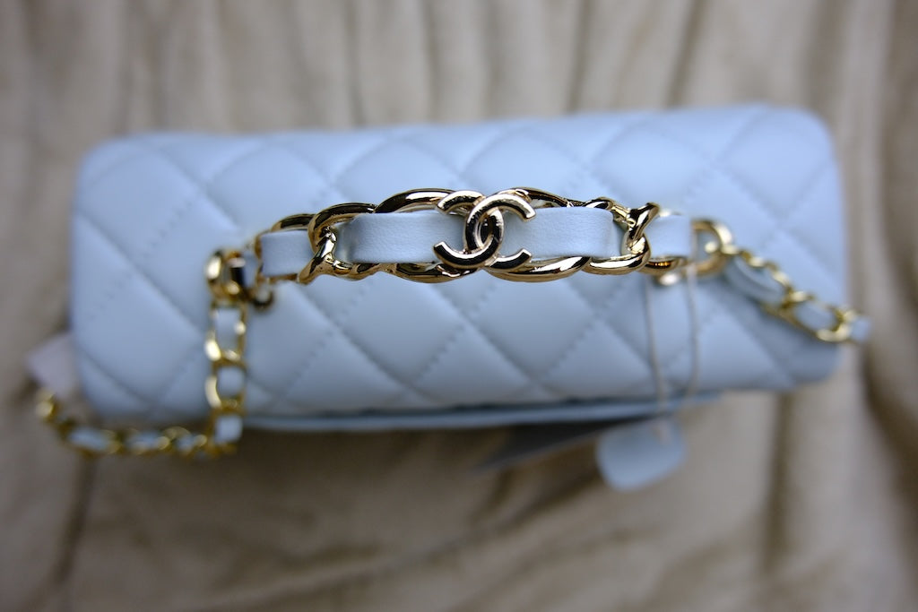 Mini Top Handle Rectangular Flap - Light Blue