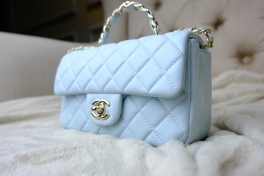 Mini Top Handle Rectangular Flap - Light Blue