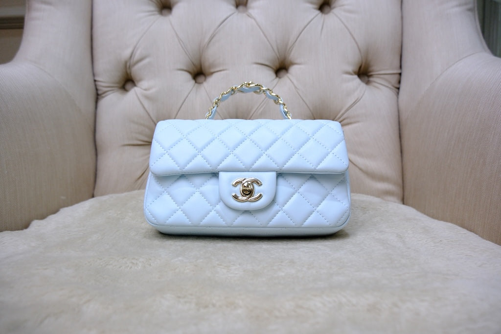 Mini Top Handle Rectangular Flap - Light Blue