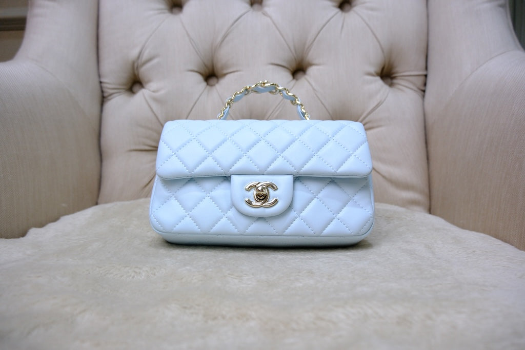 Mini Top Handle Rectangular Flap - Light Blue