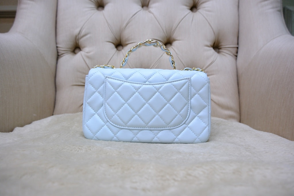 Mini Top Handle Rectangular Flap - Light Blue