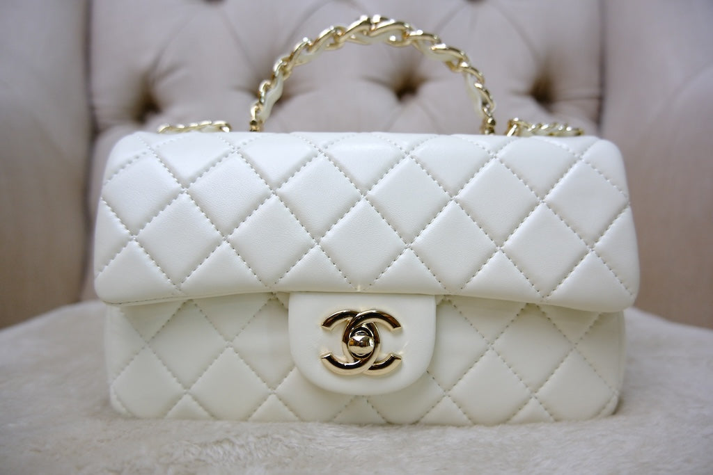 Mini Top Handle Rectangular Flap- White