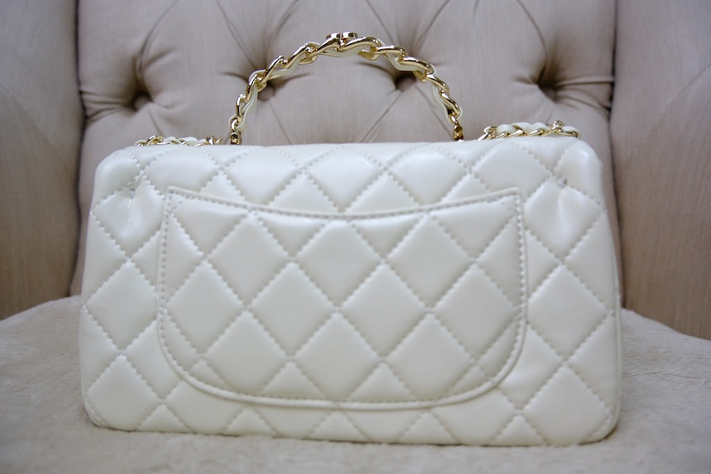Mini Top Handle Rectangular Flap- White