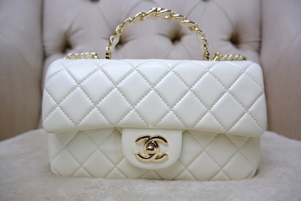 Mini Top Handle Rectangular Flap- White