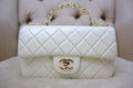 Mini Top Handle Rectangular Flap- White