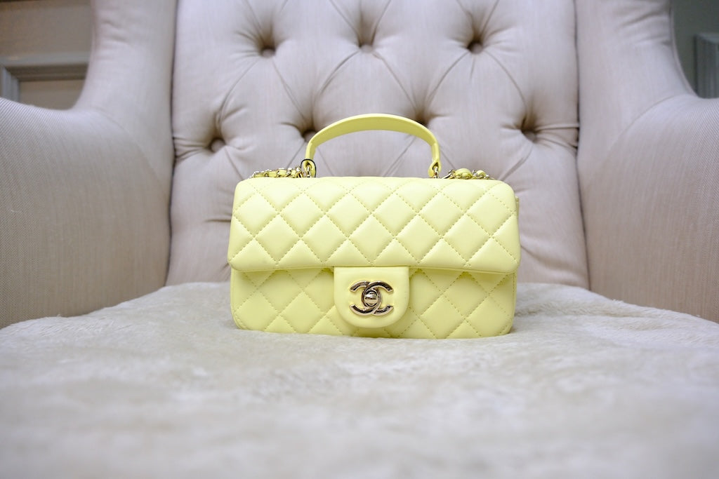 Mini Top Handle Rectangular Flap - Yellow