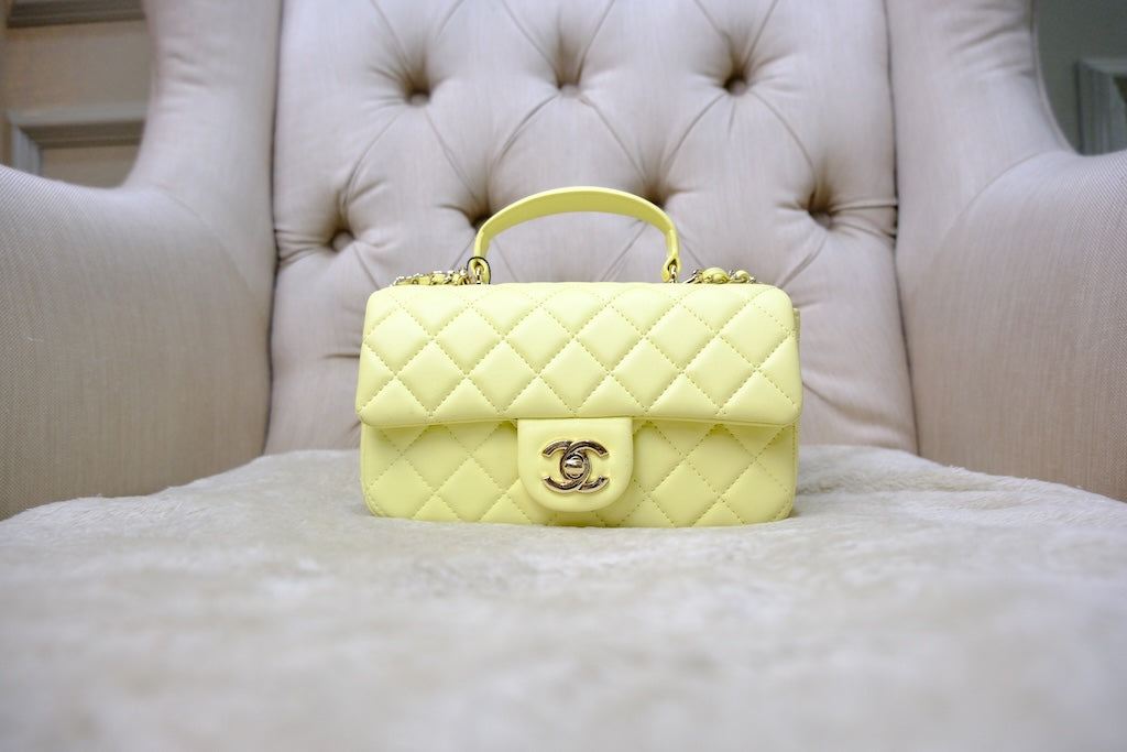 Mini Top Handle Rectangular Flap - Yellow