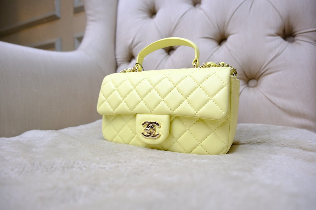 Mini Top Handle Rectangular Flap - Yellow