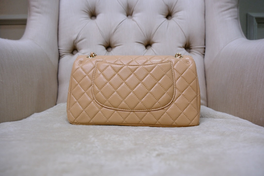 Medium Classic Double Flap - Beige