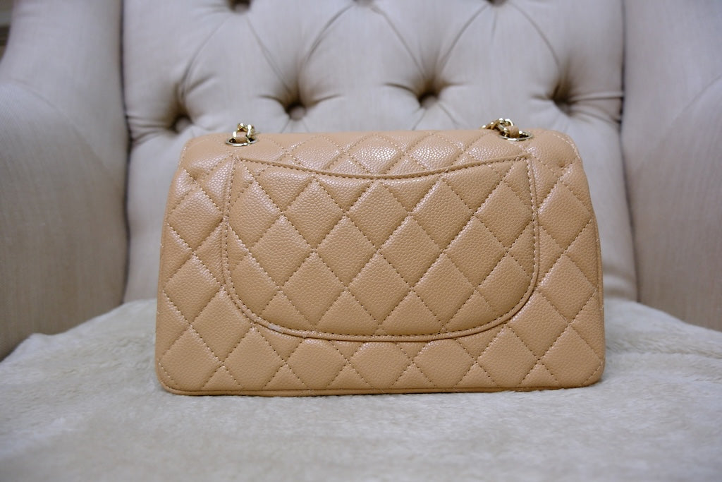 Small Classic Double Flap - Beige GHW