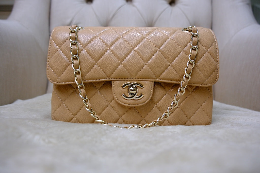 Small Classic Double Flap - Beige GHW