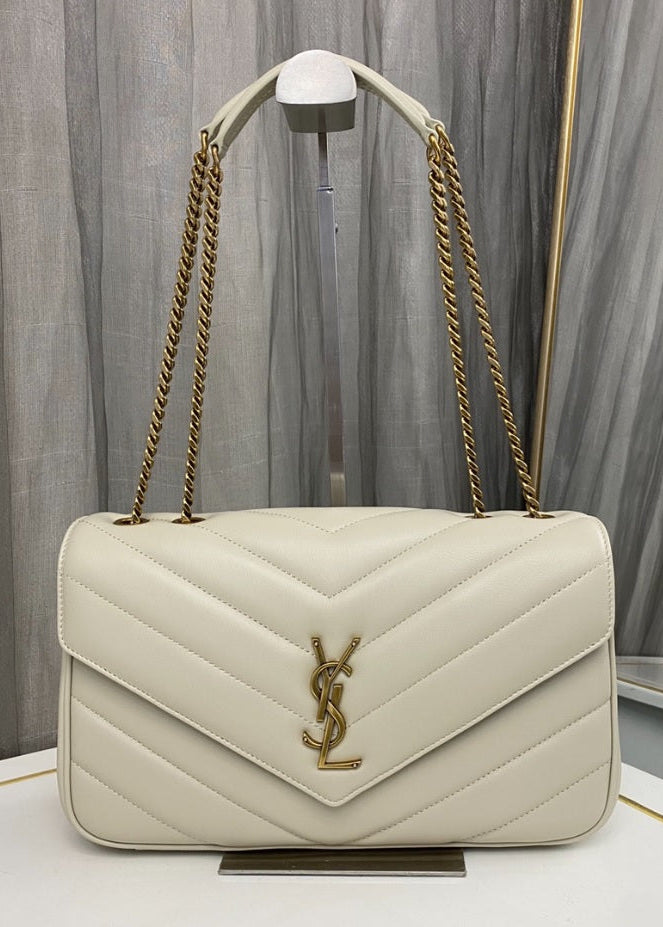 YSL Loulou Large in Matelassé White
