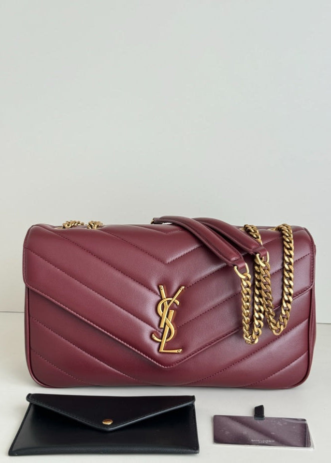 YSL Loulou Large in Matelassé Burgundy