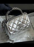 25S Mini Top Handle Clutch with Chain - Metallic Silver