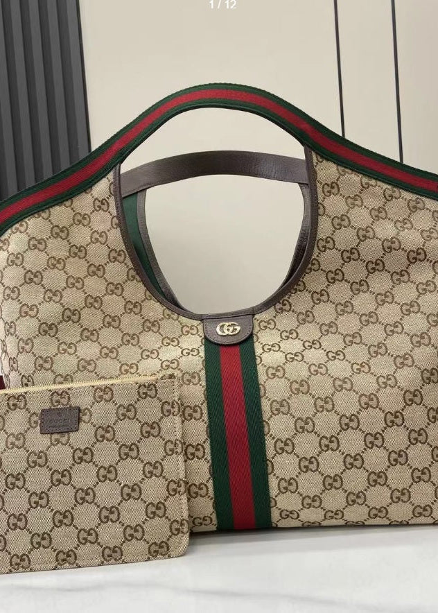 Gucci Giglio Large Tote Canvas Brown