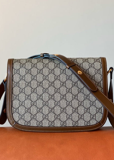 Gucci 1955 Horsebit Shoulder Bag Canvas Brown